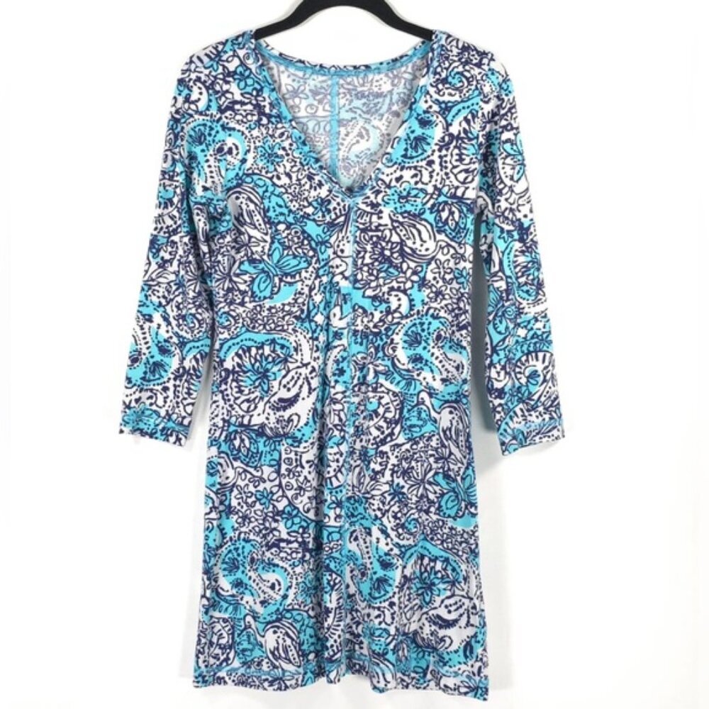 Lilly Pulitzer PIMA‎ COTTON PERU Size XXS Juliet Dress Hippy Hippy Shake Shorely
